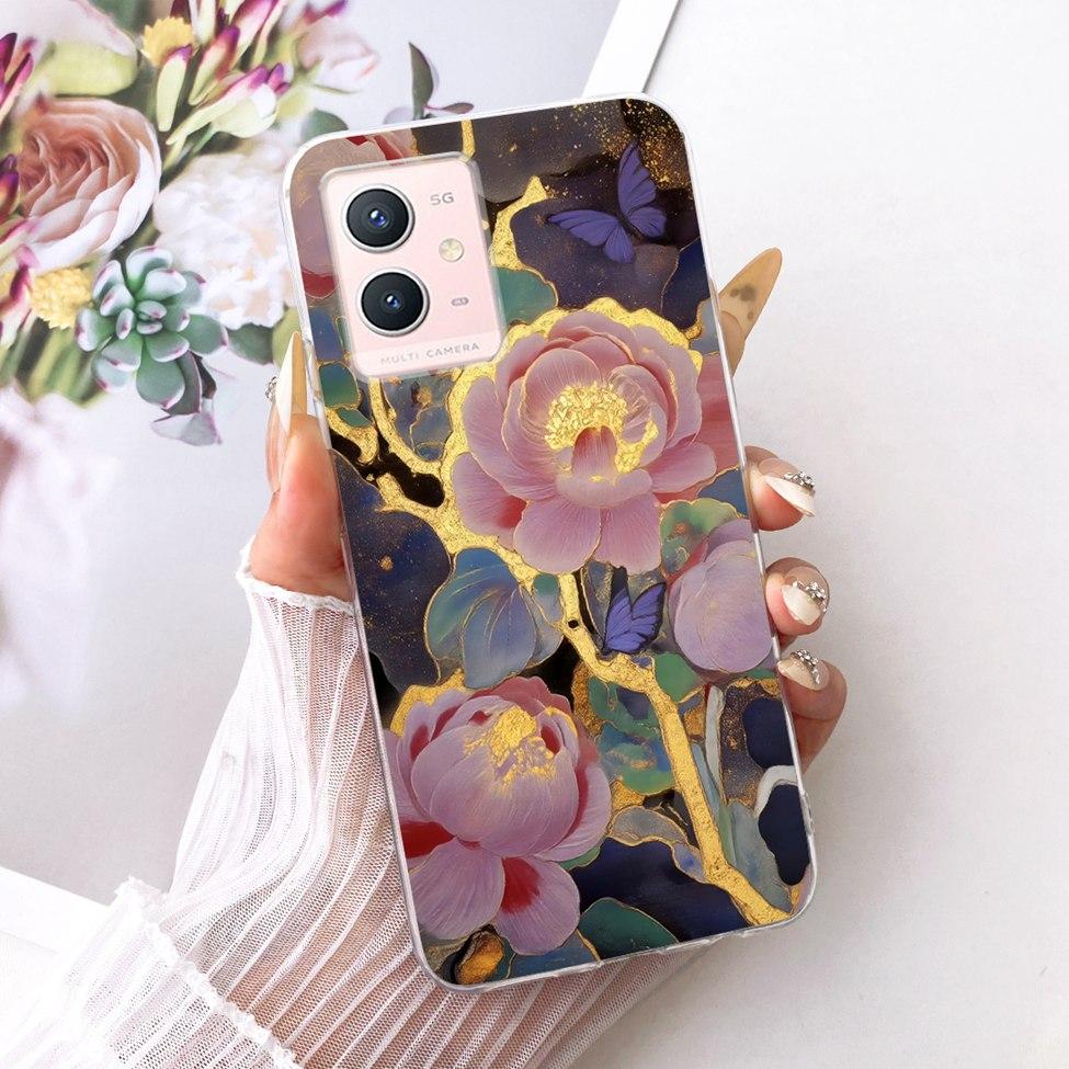 For Vivo Y33s 5G Clear Case Aesthetic Luxury Cute Cat Fashion Butterfly Funny Painted Casing For Vivo V2166A
