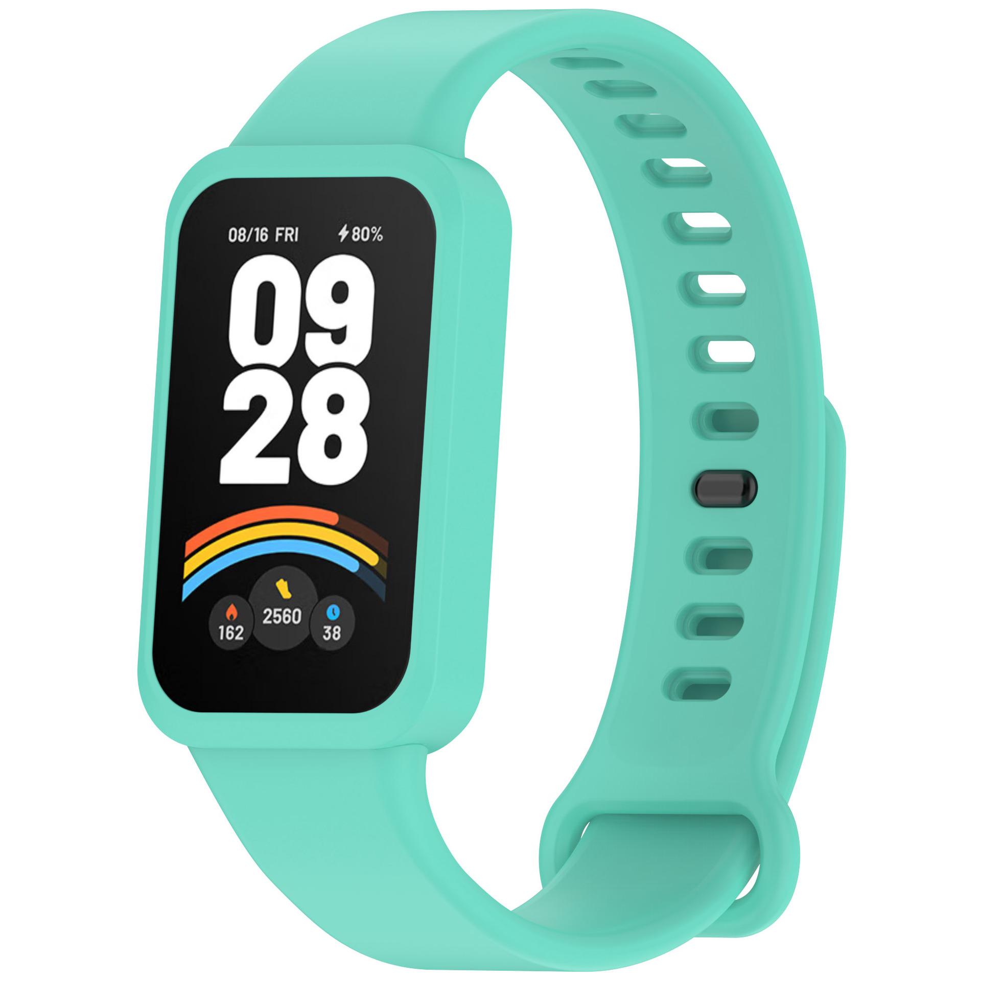 

М який силіконовий ремінець для Xiaomi Mi Band 9 Active Спортивний змінний браслет з рамкою-чохлом для Mi Band 9active Ремінець Correa for Mi Band 9 Active чирок зелений колір