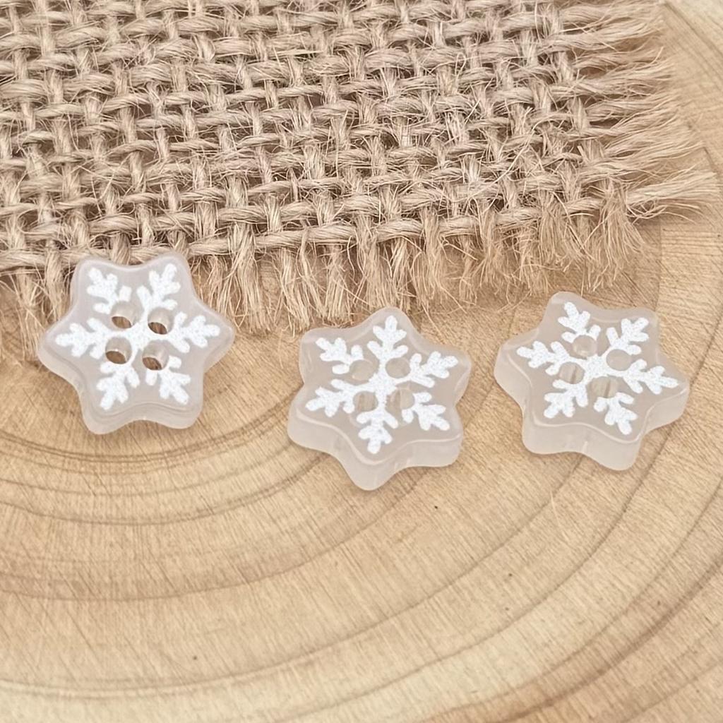 10pcs Snowflake Resin Button, White Handmade Decorative Scrapbook DIY Crafts Baby Clothing Accessorie Bead Jewelry