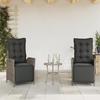 VidaXL Garden Reclining Chairs Set of 2 and Footrest Rattan 365291