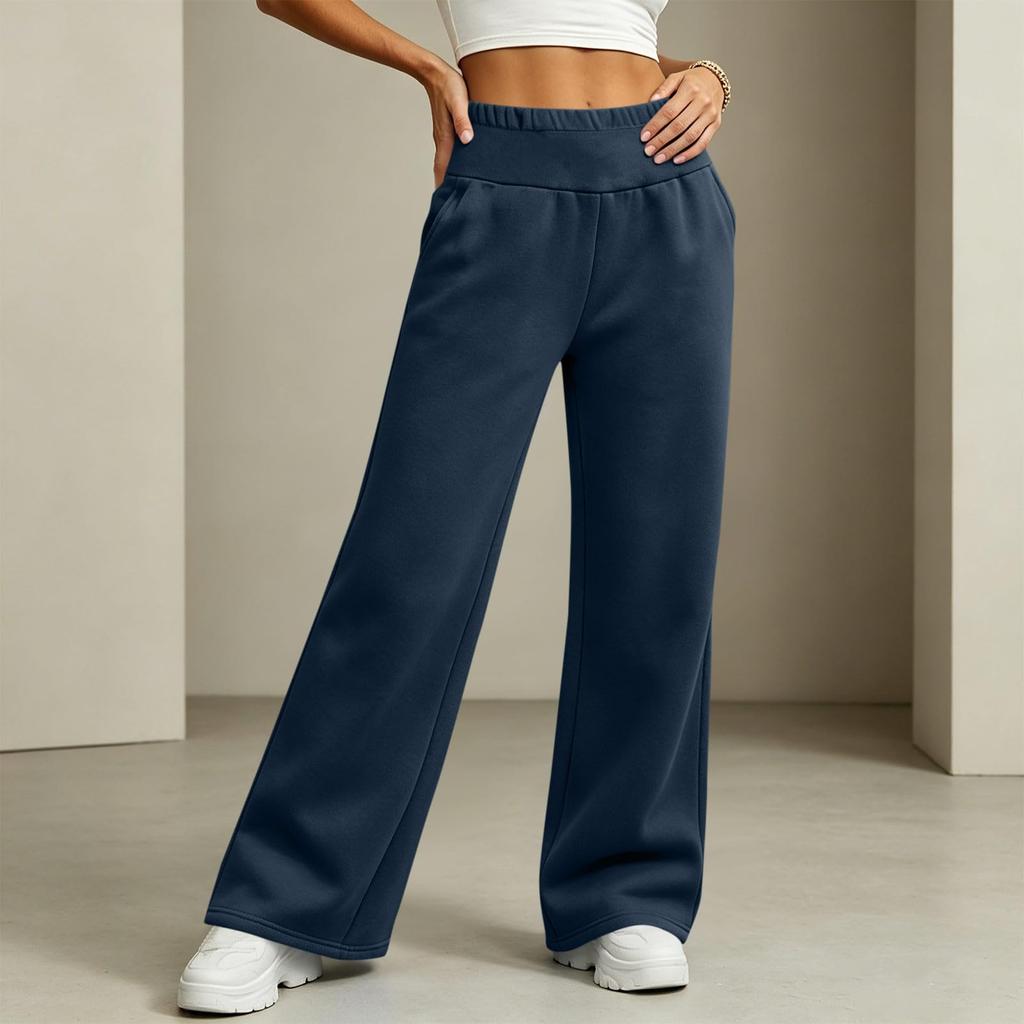 Pantaloni della tuta da donna casual colorati, vestibilità ampia, gamba larga, con elastico in vita