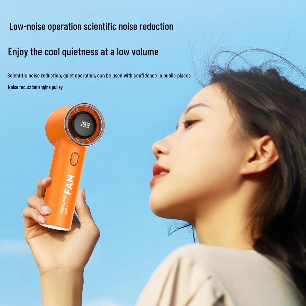 2026 USB Handheld Mini Fan: Digital Display, 199-Speed, High-Speed Turbine