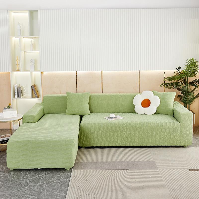 High-end Elastic Solid Color Thick Needle Thickened Jacquard Sofa Cover Embossed Dust Cover All-inclusive Sofa Cover