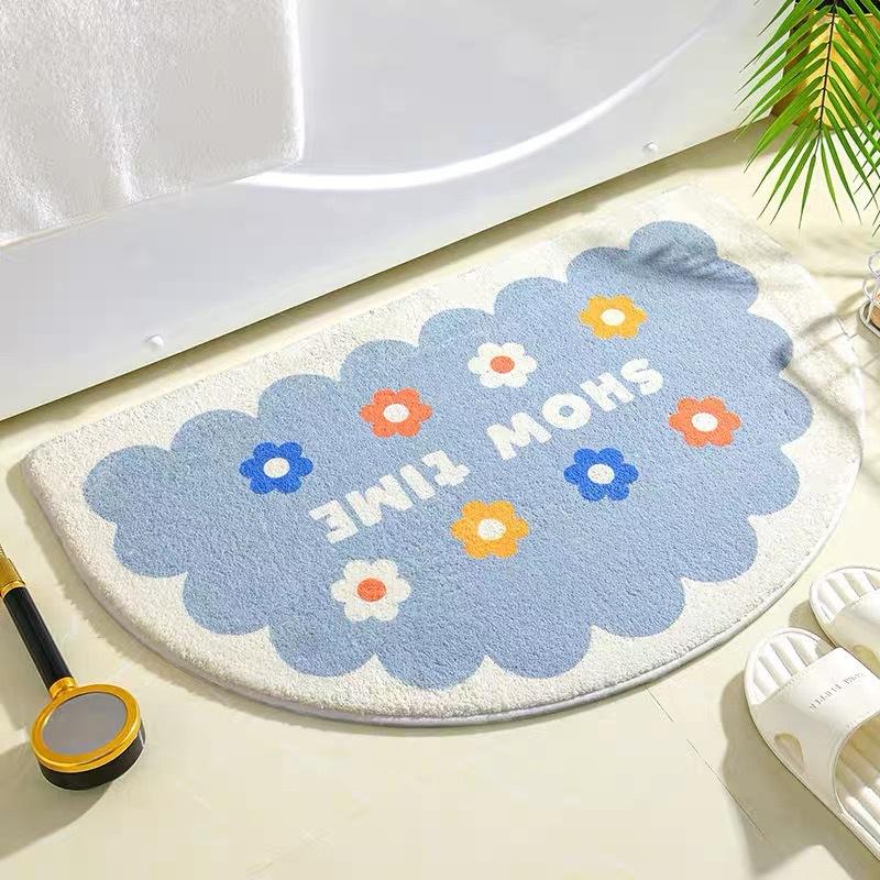 Small Fresh Imitation Cashmere Carpet Bathroom Toilet Floor Mat Toilet Absorbent Non-slip Mat Dirty Foot Mat Door Mat