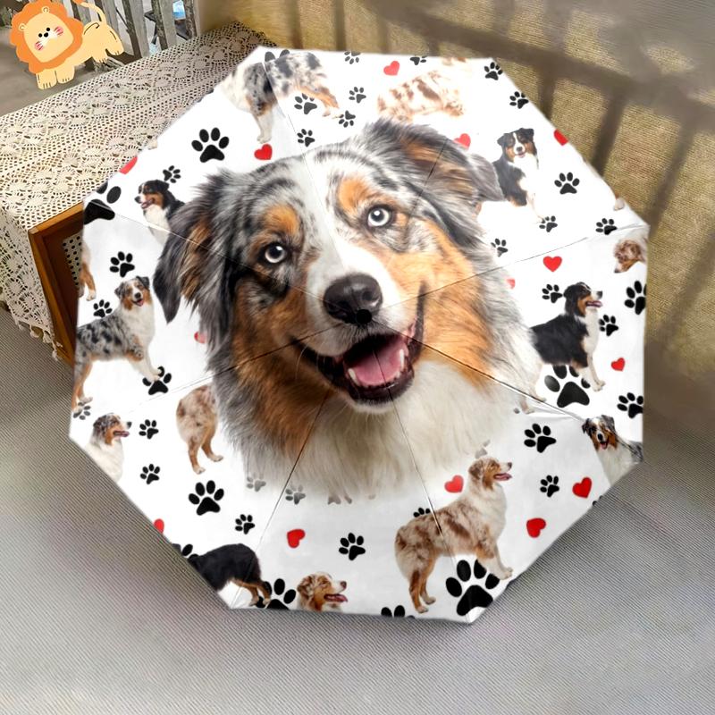 1 PC Automatic Folding Umbrella - Cute Pet Puppy Pattern, Portable & Foldable Design with 8 Ribs, Christmas Birthday Gifts