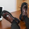 Men's British Style Round Toe Brogue Lace-up Height-Boost Business Casual Shoes