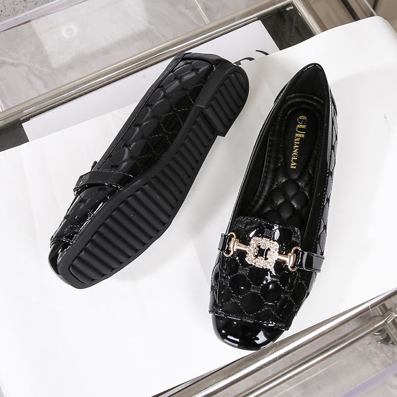 Fashion 2025 New High Quality Women's Flat Shoes Square Head Shallow Mouth Soft Bottom Comfortable Work and Leisure Small Leather Shoes