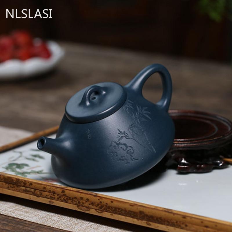 Authentic Yixing Tea Pots Purple Clay Filter Teapot Raw Ore Azure Mud Stone Scoop Kettle Handmade Tea Ceremony Supplies 200ml