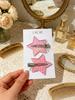 DIOR 2Pcs Pink Star Hair Clips,Glitter No‑Crease Duck‑bill Hair Barrettes,Cute Decorative Side Bang Hair Accessories for Women Girls