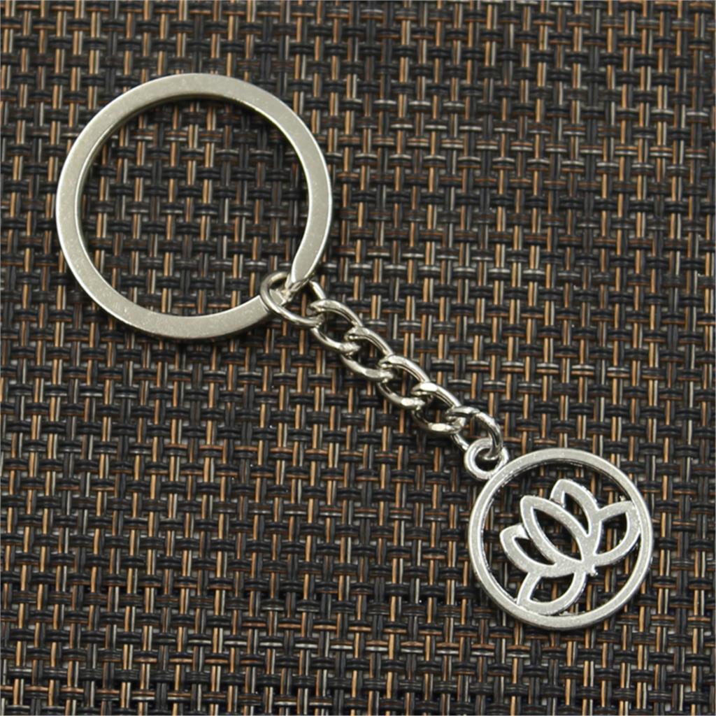 Модный цветок лотоса 23x20 мм кулон 30 мм брелок для ключей металлическая цепочка — фото 5