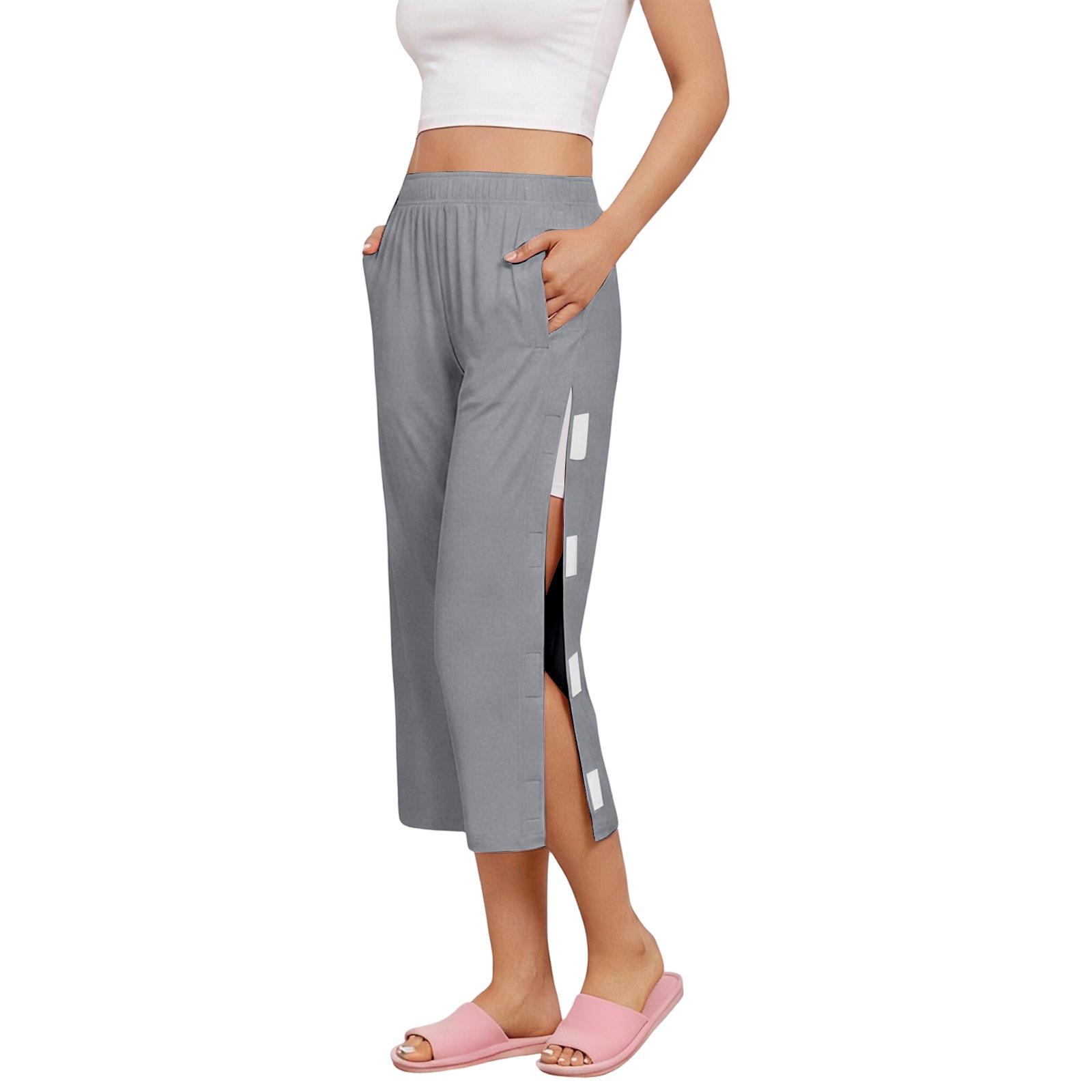 

Women s Post- Recovery Cropped Pants With Full-Side Opening For Care XL світло-сірий колір