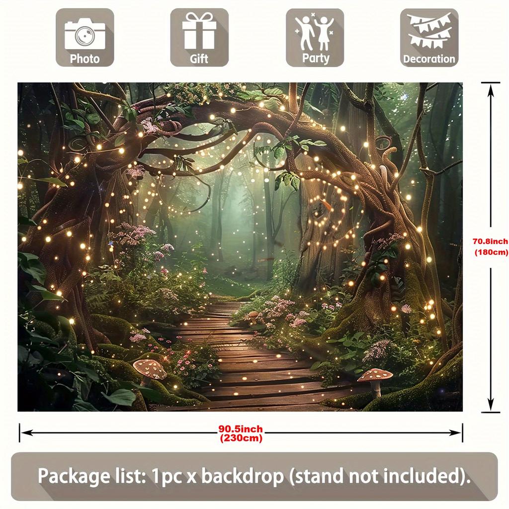 Sparkling Enchanted Forest Tapestry, Party Wedding Photography Backdrop, Home Wall Decor