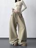 Khaki 2025 Women's Autumn/Winter Wide-Leg Sportswear Pants, Plus Velvet, Thickened, High Waist, Loose Fit, Bestseller