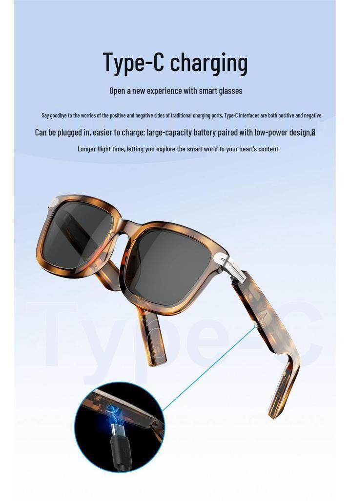 G01 Transparent AI Translation Smart Glasses with Bluetooth Music Capability.