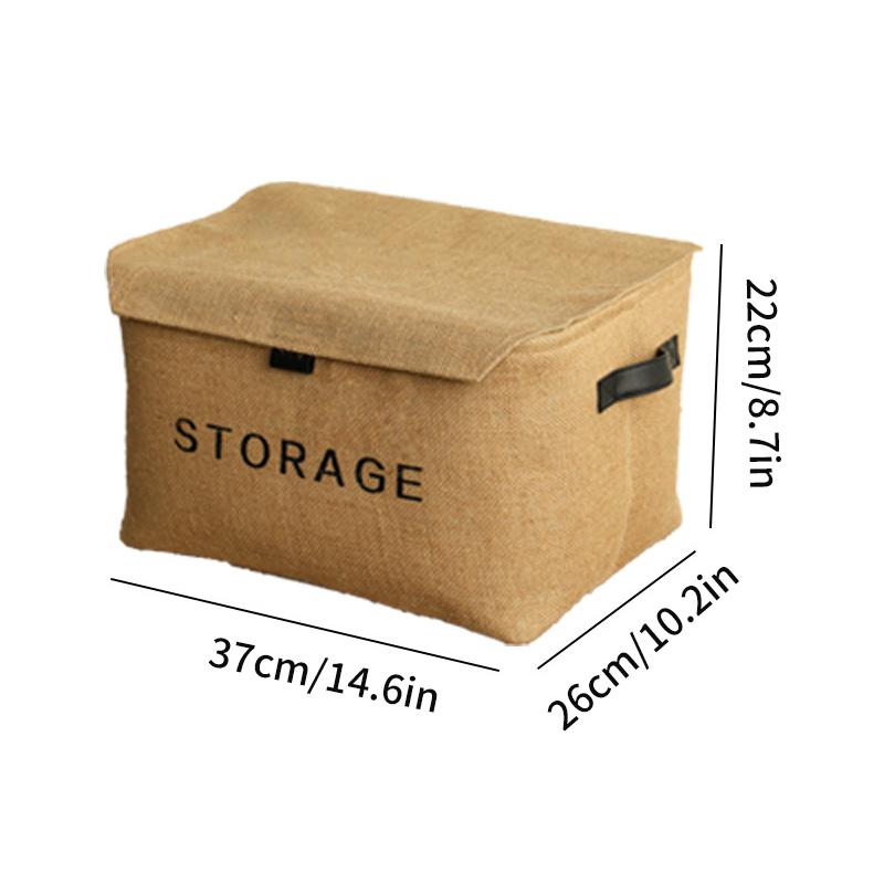 Simple Linen Storage Basket Cotton Linen Laundry Basket Foldable Desktop Sundries Organizer Closet Clothes Underwear Storage Box