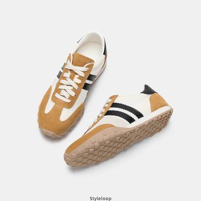 Zapatillas de entrenamiento alemanas retro de cuero con suela blanda, combinación de colores, plataforma, zapatillas de skate deportivas y de ocio, novedad primavera 2025, zapatillas Forrest Gump para mujer