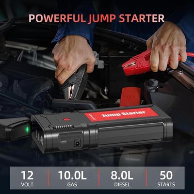 Jump Starter 2750A 76.96Wh Portable Car Battery Booster 12V with Smart Clamps, Quick Charger, LED Light