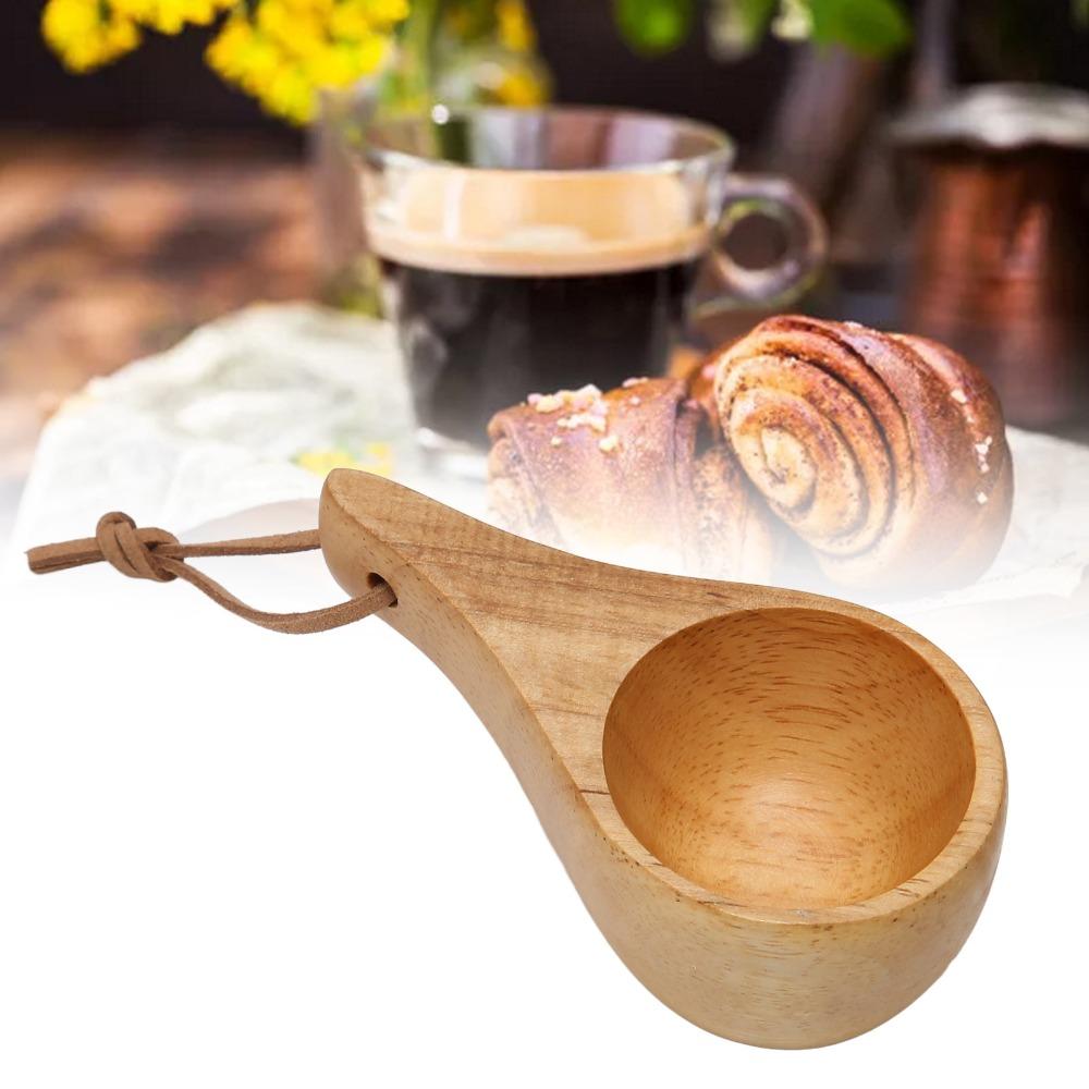 Kaffeetasse aus Kautschukholz, nordischer Stil, Holztasse, Wikinger-Kaffeetasse, tragbare Holztasse für Partys