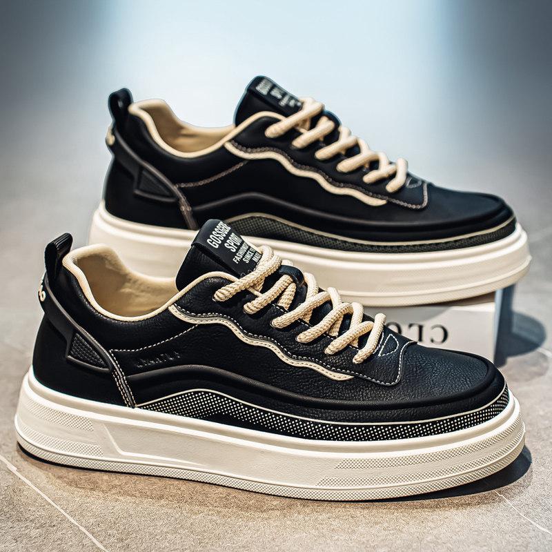 New casual board shoes men's sports platform heightening black shoes