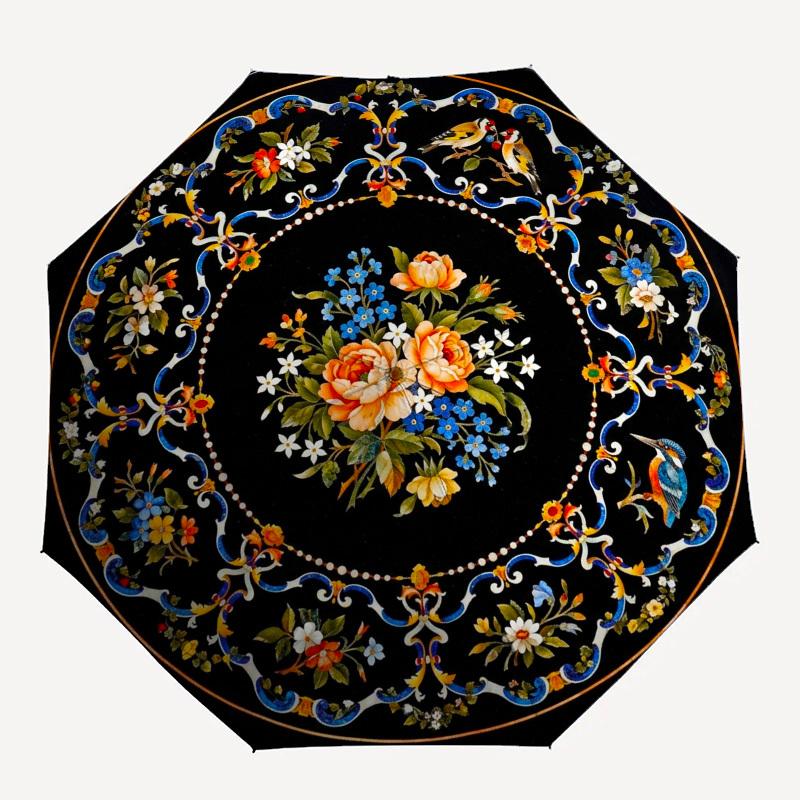 

1pc Floral Design, Circular Pattern, Decorative Art Umbrella with Plastic Handle,Compact & Stylish,Suitable for All Seasons YS331070