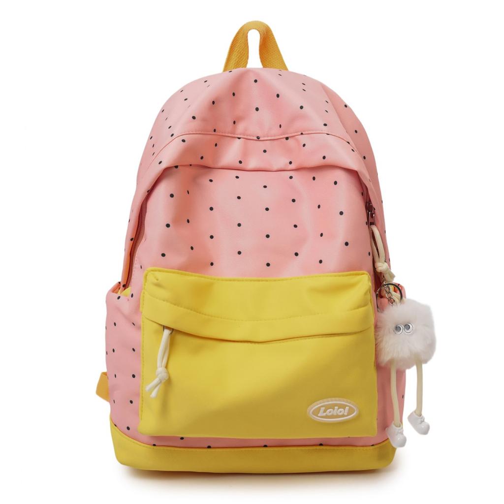 Schoolbag Cute Contrasting Polka Dot Schoolbag Female Cute Small Fresh Travel Backpack Primary School Schoolbag Junior High School Girls Backpack