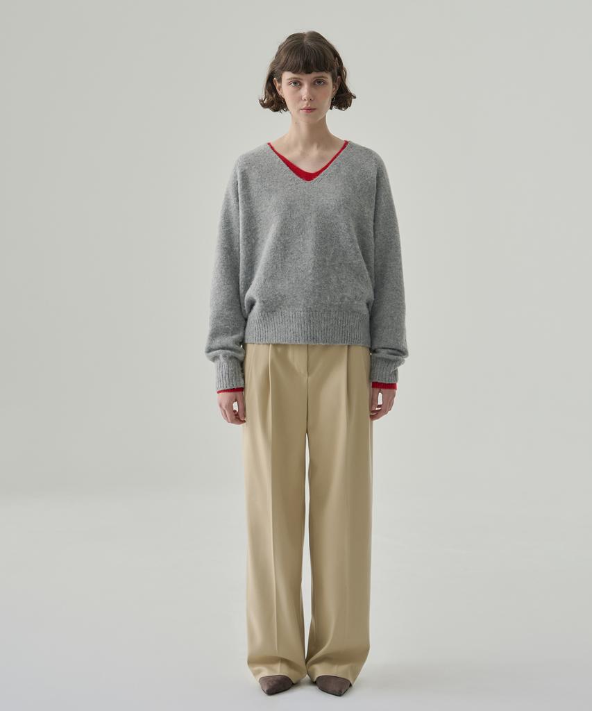 Deuloupisumeon Tosti Brushed Double-Pleat Wide Slacks [L.Beige]