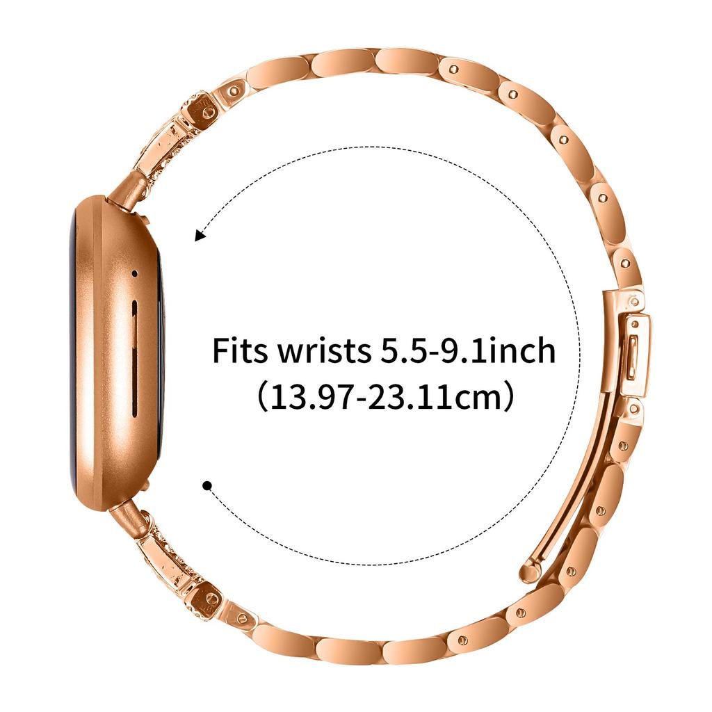 Pro Fitbit Versa 4/Sense 2 Řemínek k hodinkám M-Typ Zdobený kamínky Nerezový 3-řadý náramek