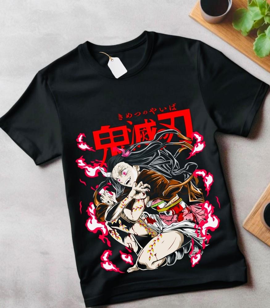 

Tanjiro Nezuko T-Shirt Demon Slayer Kimetsu No Yaiba Manga Horror kids Shirt M