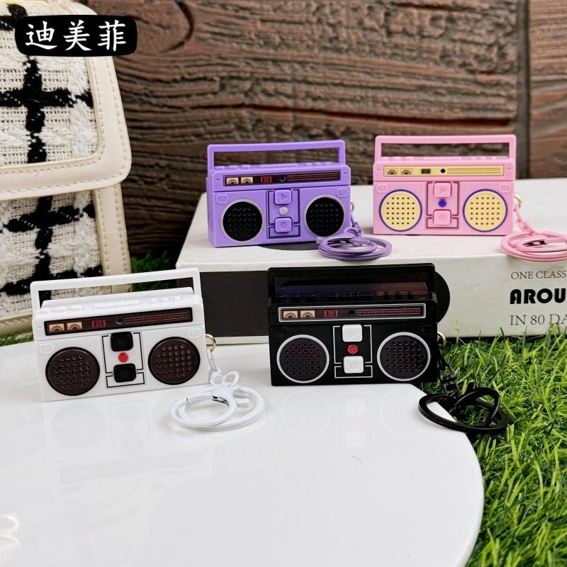 Nostalgic Vintage Mini Retro Classical Radio Recorder Fun Pendant Ornament Keychain Audio Bag Gift