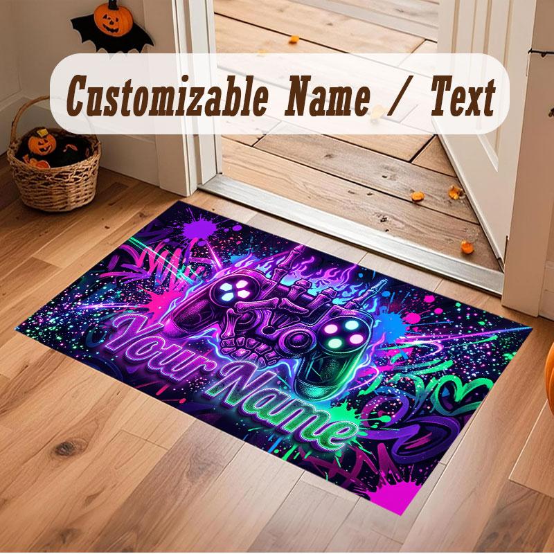 Covor de podea din catifea de cristal cu tematică controller de jocuri Covor cald cu text personalizat Nume personalizat Decorațiune pentru casă