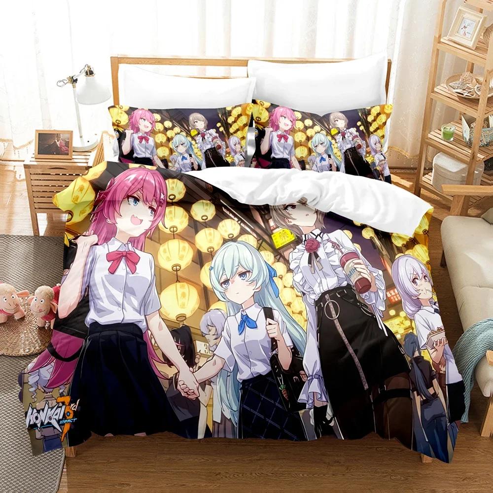3D Anime Honkai Impact 3Rd Bedding Set Printed Decorative 2/3Pcs Duvet Cover Set Bedclothes Quilt Cover Home For Aldult Kid Teen