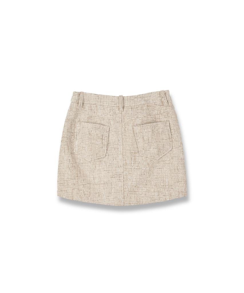 Beulaunyadeu W Tweed Mini Skirt, Beige