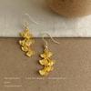 Literary Ginkgo Biloba New Chinese Style Guochao Designer Leaf Earrings Matte Earrings