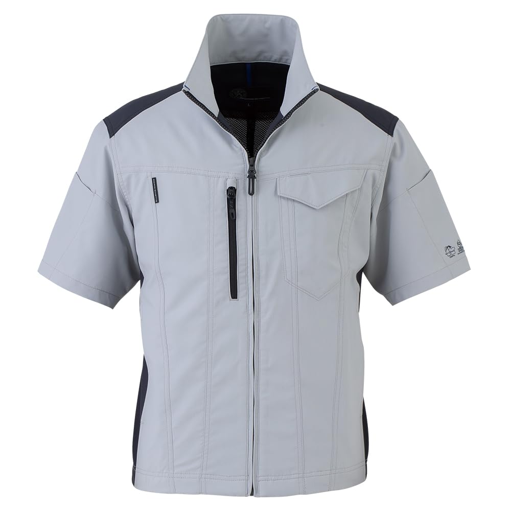 [COCOS Nobuoka] AE-9060 BOTTLE TECH® Eco-Stretch Short Sleeve Blouson, Silver, Size LL