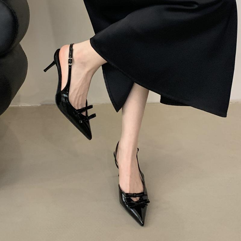 High heels summer pointed head shallow mouth spring new high heels niche back empty bag head sandals women's sandals