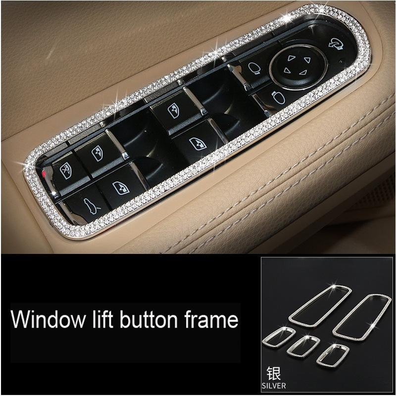 Car Styling Silver Steering Wheel Volume Ring Window button Trim for Porsche Panamera Cayenne Macan Car Interior