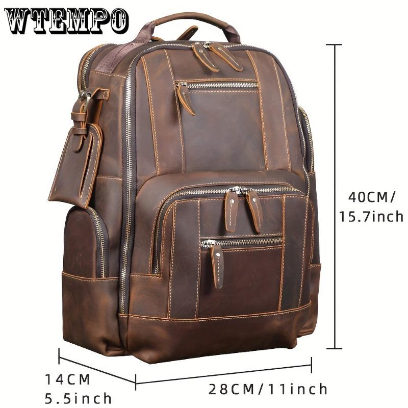 Vintage Men's Genuine Leather Backpack Classic Outdoor Travel Bag Large Capacity Crazy Horse Leather