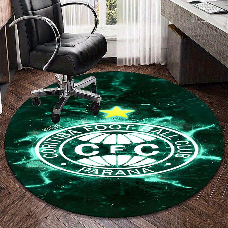 1PC round rug Cori-tiba Football Club Crest Printed Round Area Rug ,Rug For Home Office, Round Chair Rug, Decorative Carpet Fan gifts Christmas gift