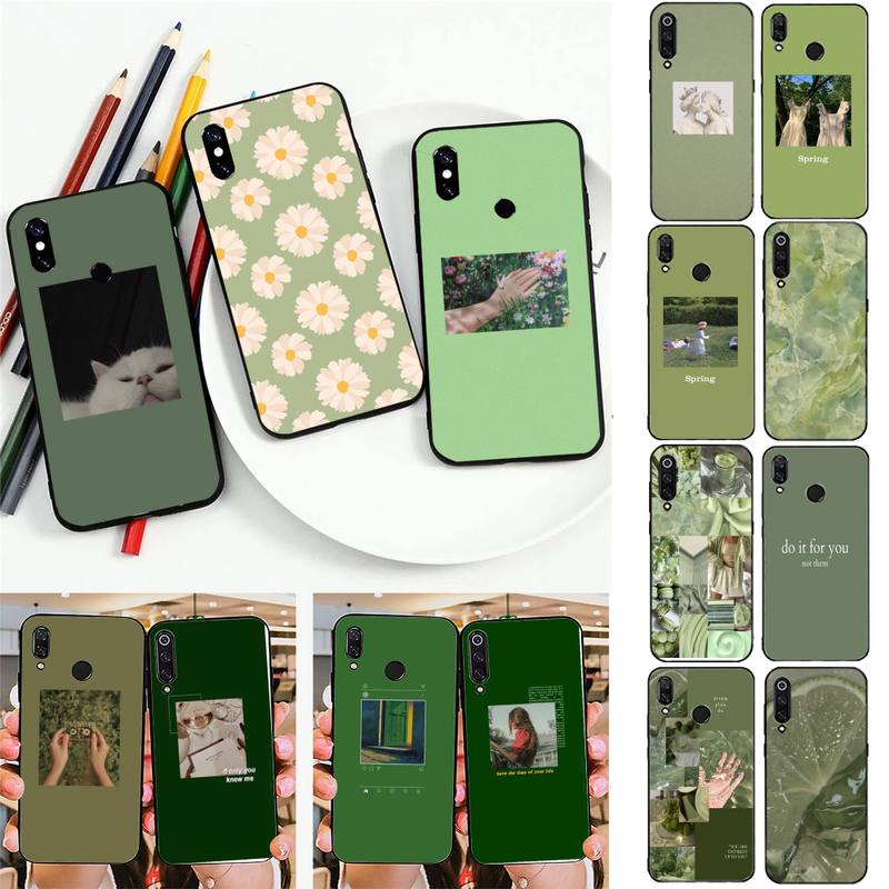 green aesthetic Phone Case CaseFor Redmi note 8Pro 8T 6Pro 6A 9 Silicone Fundas for Redmi 8 7 7A note 5 5A note 7 Capa