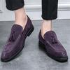 New Britain Fashion Men's Pointed Bule Purple Tassels Slip On Casual Shoes Loafers Formal Wedding Dress Footwear Zapatos Hombre