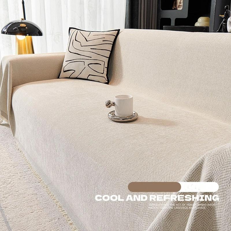 

Современный минималистичный стиль Песочное полотенце для волос Узор «рыбья кость» Универсальное покрывало для дивана на четыре сезона Тканевое полотенце Цельное покрывало для дивана с защитой от царапин кошек 180*130CM