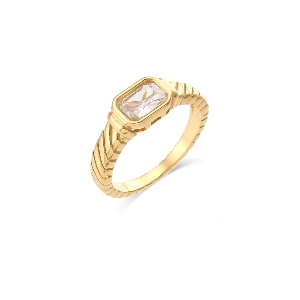 

E.B.belle Thin Ring Band Texture Engraved Small Square 3A Cubic Zirconia Stone Ring Black White Green Red Gemstone Ring 8