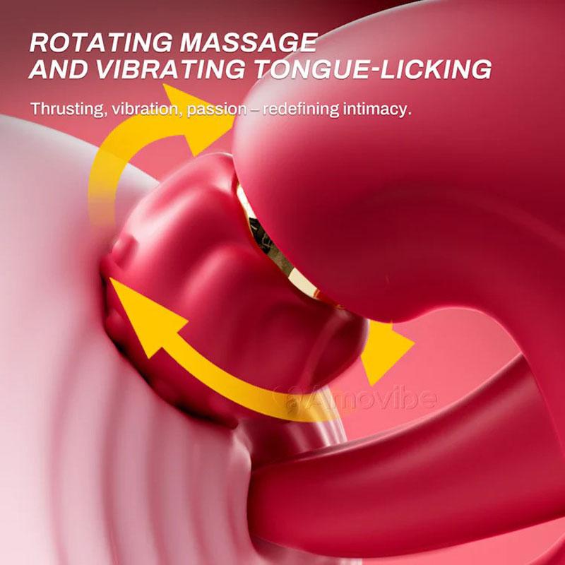 3 in 1 Tongue Thrusting Dildo Vibrator for Women 360 Rotating Clitoris Licking Stimulator Adult Sex Toys Couple Female Massager