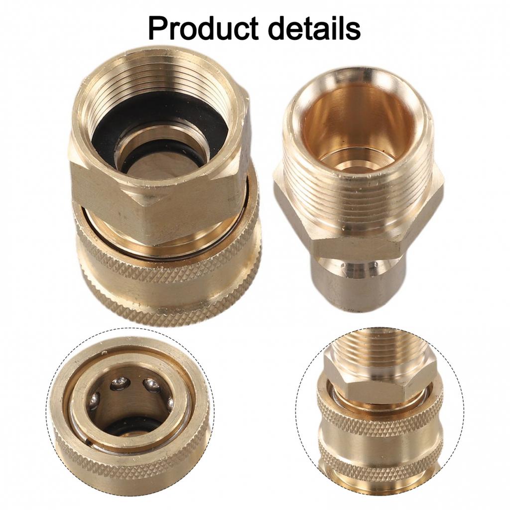 For High Pressure Washer 3/8 M22 Female and Male Quick Connect Adapter