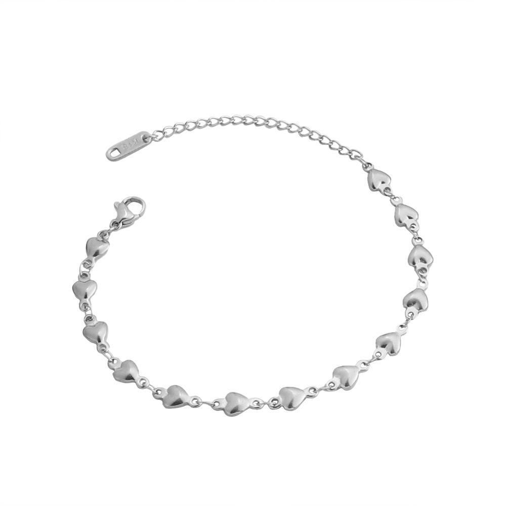 Elegant Gold Heart Chain Bracelet - Stainless Steel, Perfect Gift for Her