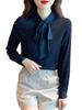 Polka Dot Bowknot Chiffon Blouse - Women's Long Sleeve Autumn Fashion