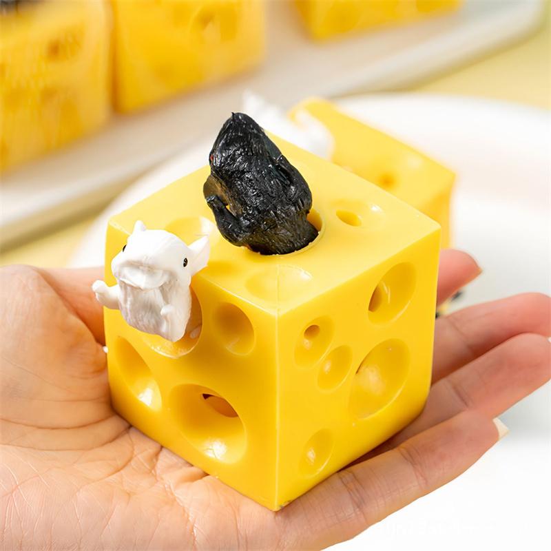 

Милые игрушки-сквиши в виде мышек с сыром, снимающие стресс, креативные игрушки для жонглирования, инструменты для детской терапии аутизма, подарки на день рождения