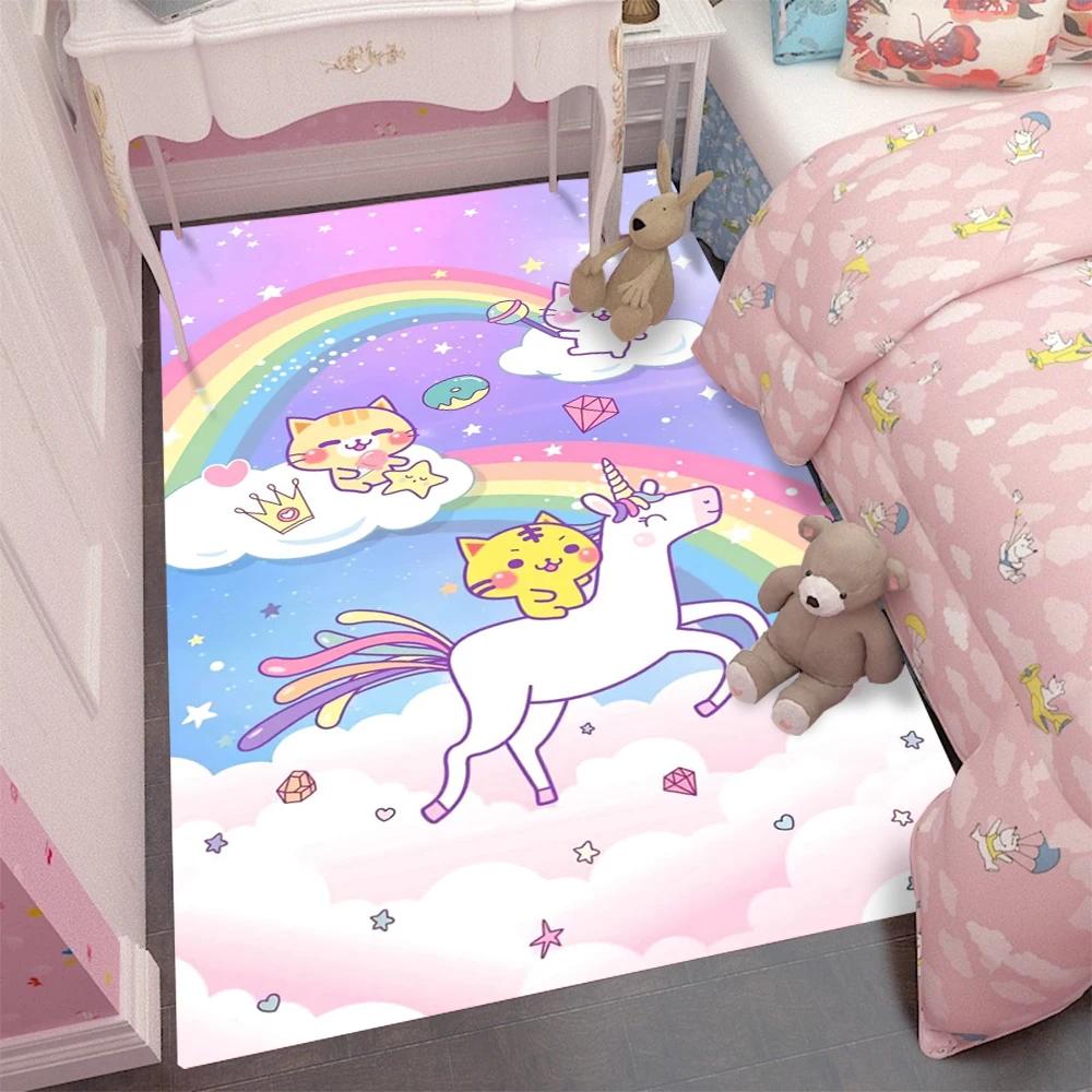 CKawaii Stern Regenbogen Teppich Kinderteppiche für Mädchen Zuhause Wohnzimmer Kinderteppich Schlafzimmer Sofa Fußmatte Bodenmatten Geschenk