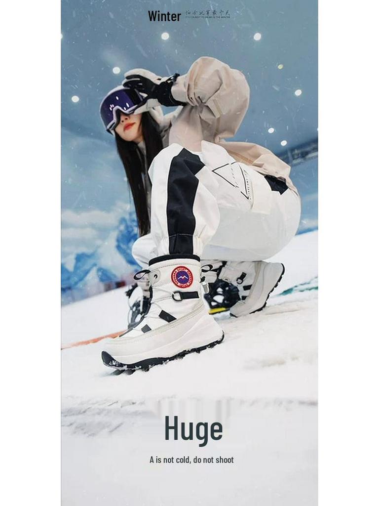 Unisex Snow Boots with Fleece Lining, Women's Cold-Resistant Travel Shoes, Non-Slip Waterproof Men's Footwear