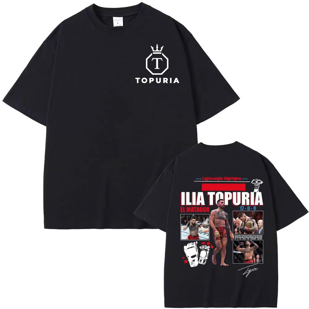 2025 Sommer Limited El Matador Ilia Topuria 100 Reine Baumwolle Bedrucktes T-Shirt Herrenbekleidung Vintage Klassisch Übergroß Mann Lässig